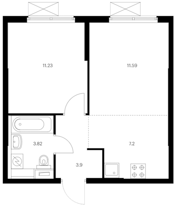 1-комнатная квартира 37.74 м², 12/12 эт., ЖК «Таллинский парк»